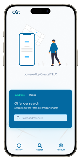 Screenshot of reverse phone number lookup feature of mobile app